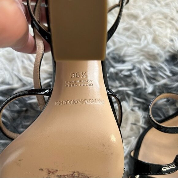 Emporio Armani Silver Block Heel Sandals - Picture 6 of 8